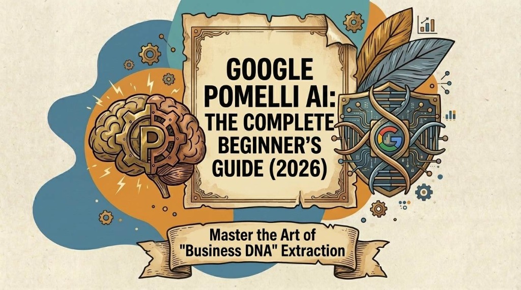 Google Pomelli AI Beginner's Guide 2026 Google Pomelli AI The Complete Beginner's Guide (2026) showcasing algorithmic marketing generation